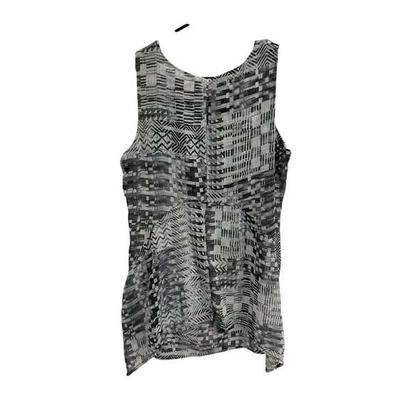 Fever Black White Geometric Print Sleeveless Tunic Top Sz Medium - Picture 2 of 10